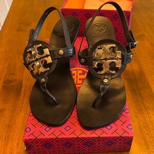 Tory Burch Black and Silver Sandals